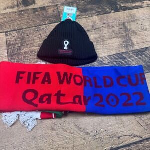 FIFA World Cup Qatar 2022 Beanie and Scarf Set Iran vs USA Fan Soccer Futbal
